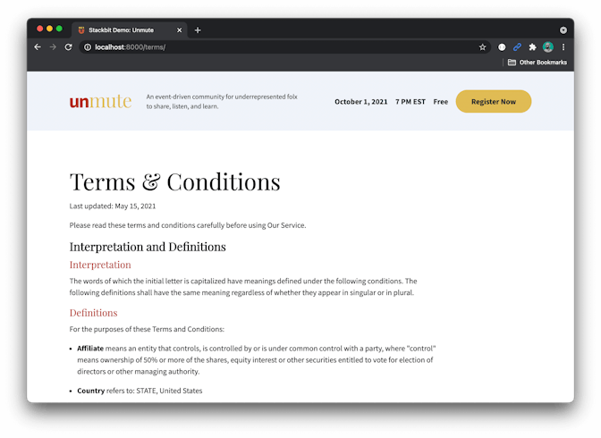 Terms Page